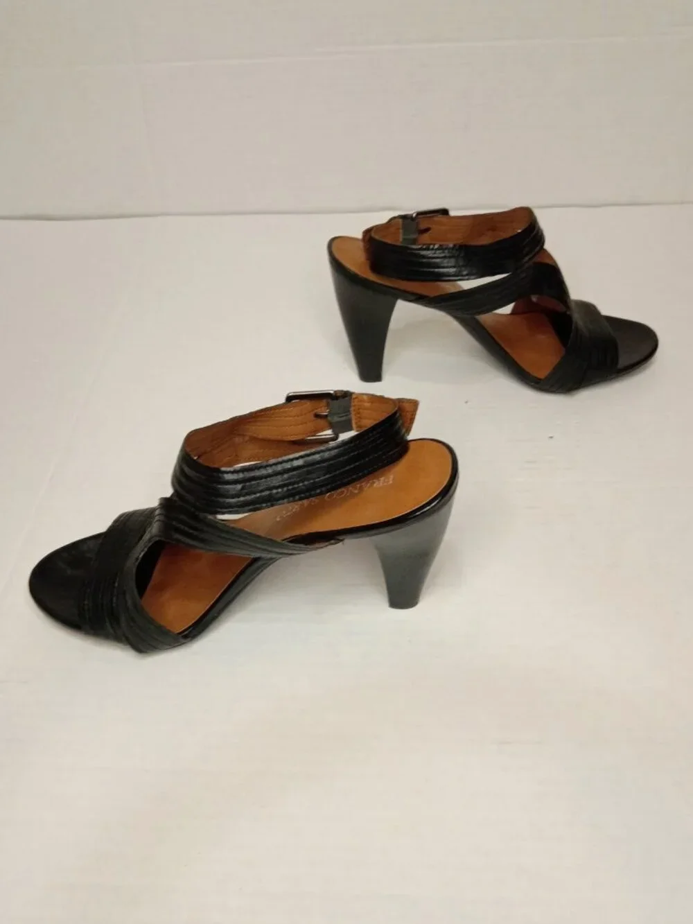 Franco Sarto Adonis Black Strappy Cone Heel Sandals Women's Size 8.5M